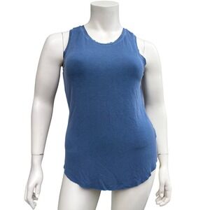 DH3 Tank Top Sleeveless Faded Navy Blue Relaxed Fit Coastal Grandmother Basics L
